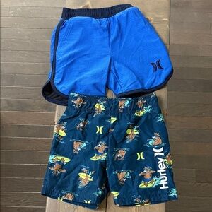 Hurley Blue and Graphic Surf Shorts Duo